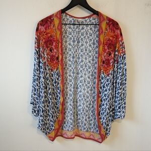 Bl-nk London Floral Adelaide Multicolor Boho Kimono Cardigan Cover Up OS